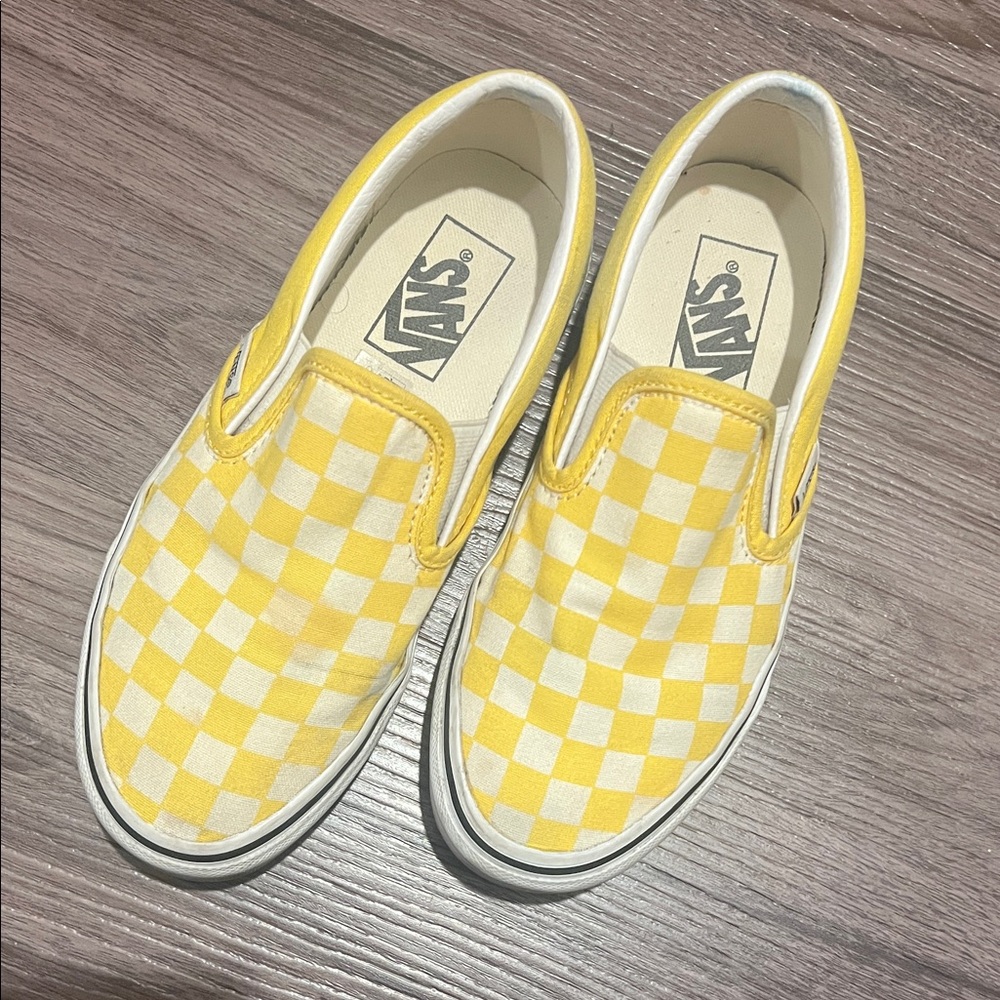 Vans Yellow and White Checkered Sneakers